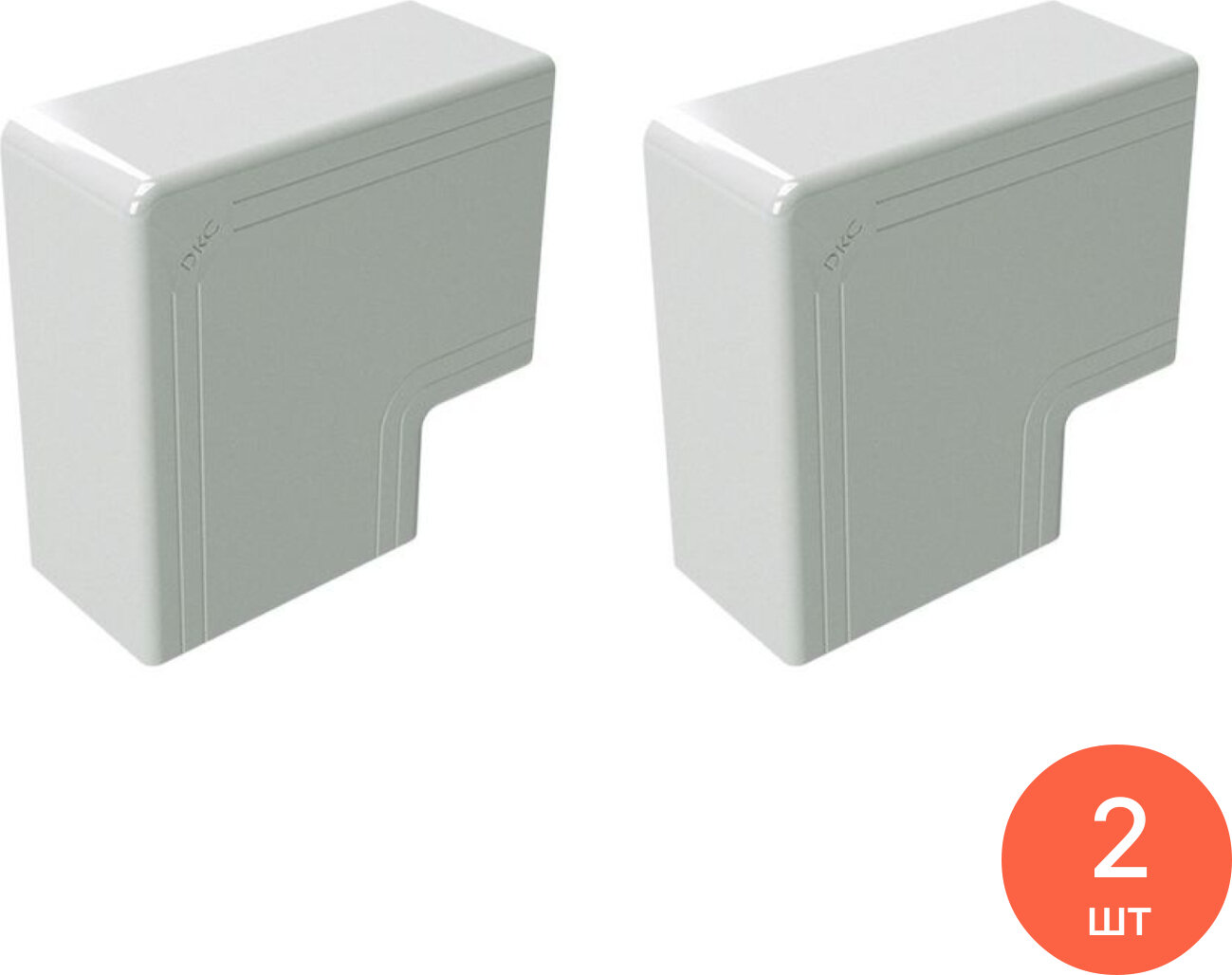 Угол DKC / ДКС NPAN плоский пластиковый белый размером 40x40мм / аксессуары для кабель каналов (комплект из 2 шт)