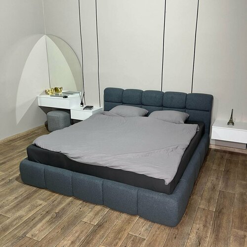 VIERO Кровать Марракеш мягкое изголовье с размером спального места 200х200 с ортопедическим основанием, без подъемного механизма