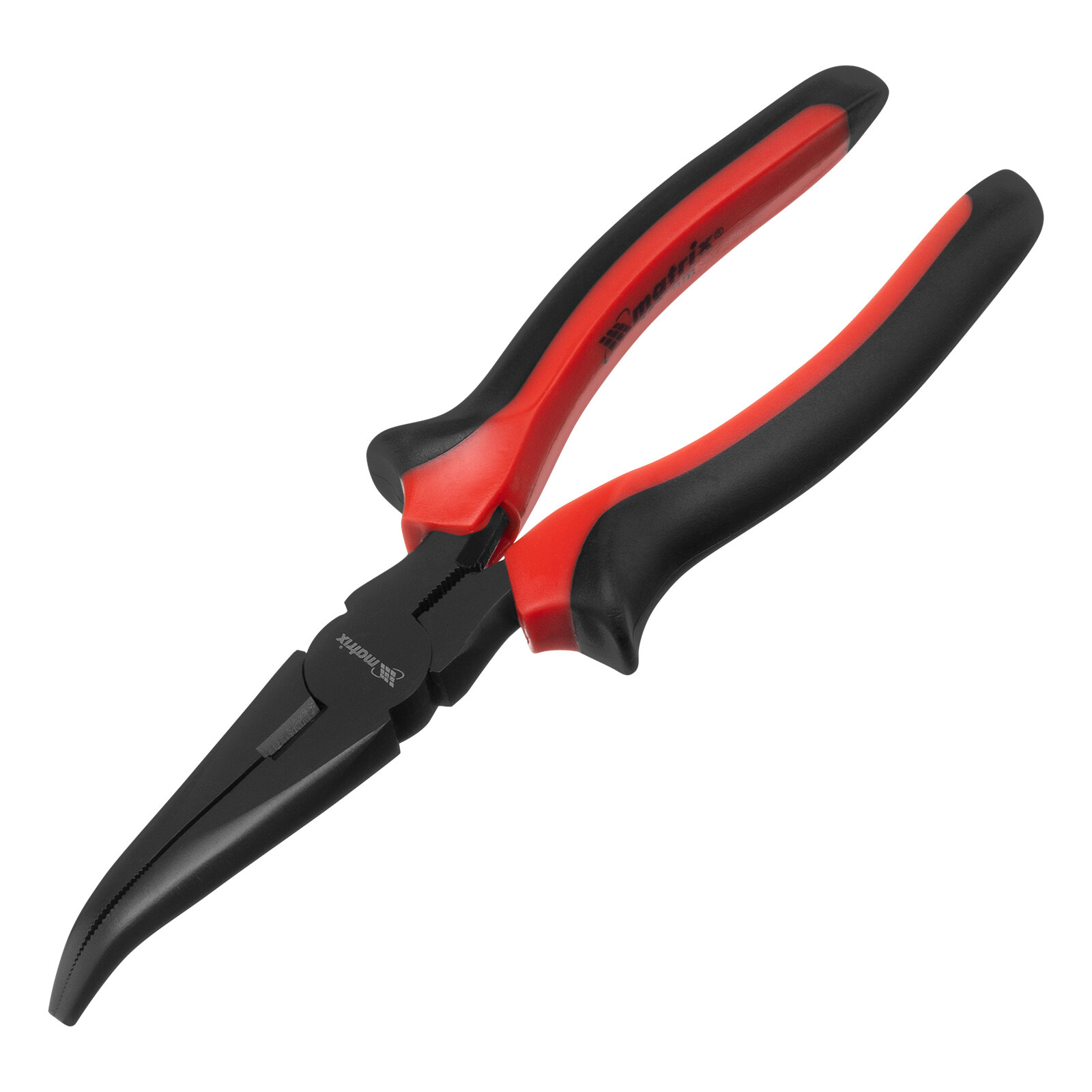 Длинногубцы Matrix Black Nickel 200 мм, изогнутые, двухкомпонентные рукоятки 17462