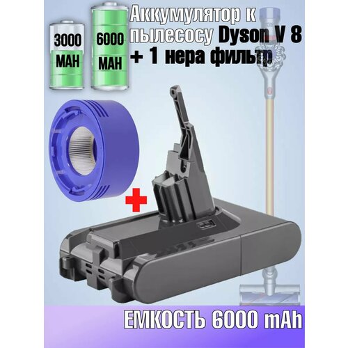 Аккумуляторная батарея для Dyson V8 1 Фильтра SV12 аналог 6000 mAhLi-ion 4620₽