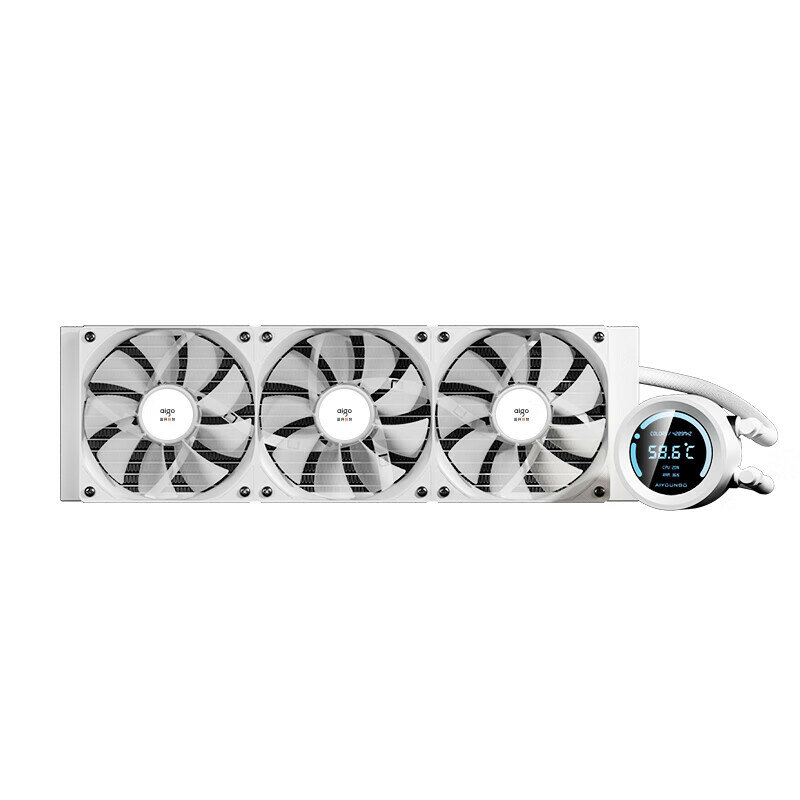 Aigo SX 360 ARGB Edition, White, Integrated Digital Display Screen CPU Water Cooler (Multi-Platform Mounting Brackets/PWM Fans/Thickened Heat Sink/Ceramic Water Pump)