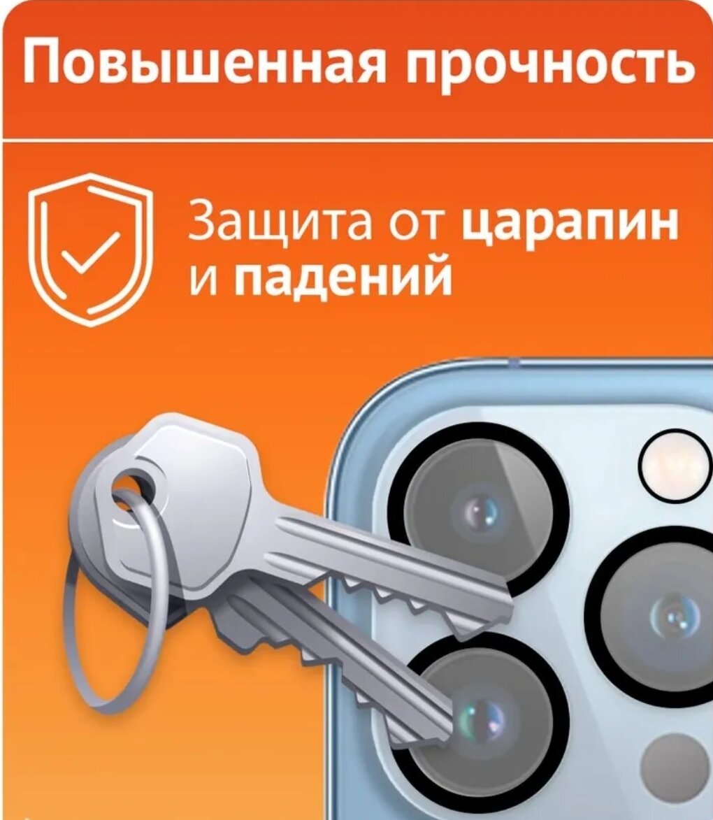 Защитное стекло на камеру для Iphone 15 Pro/15 Pro Max, Айфон 15 Про/15 Про Макс прозрачное — фото 1