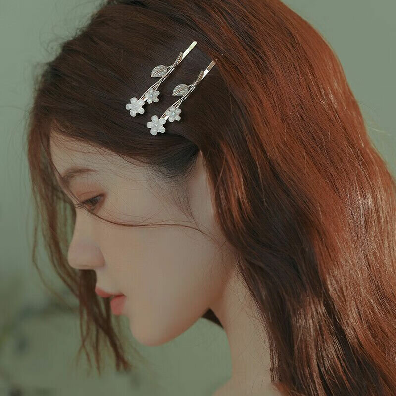 Ancient Nei Sweet Flower Edge Clip Bangs Clip Hairpin One Word Clip Girl Forest Style Hair Accessories Christmas Gifts for Girls Practical