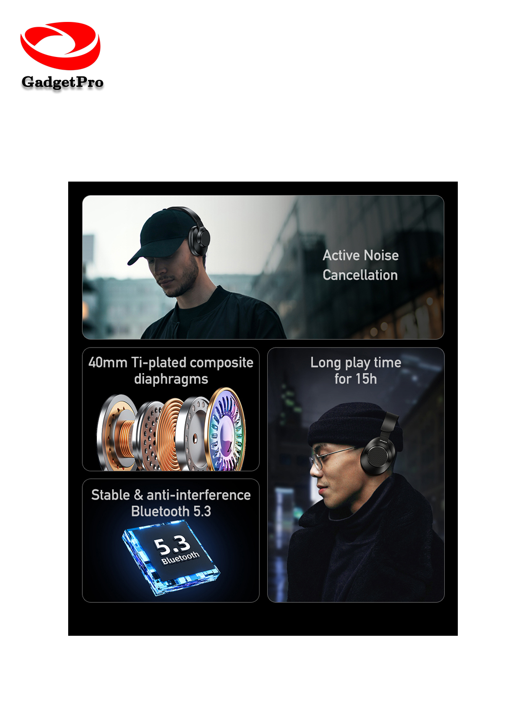 Беспроводные наушники Awei A997 Pro ANC: активное шумоподавление, Bluetooth 5.3, для спорта и музыки