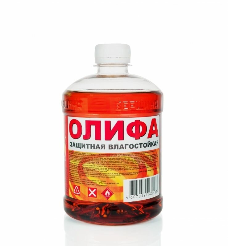 Олифа защитная влагостойкая вершина 0,5 л, масло или защитная пропитка для дерева, для ухода, обновления и защиты