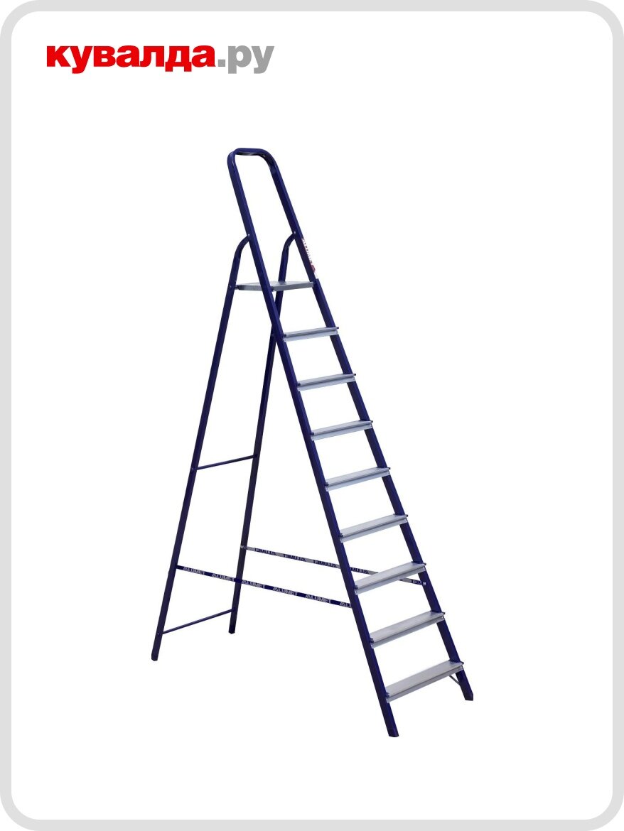 Стремянка стальная алюмет M 8409 9 ступеней профиль 40х20