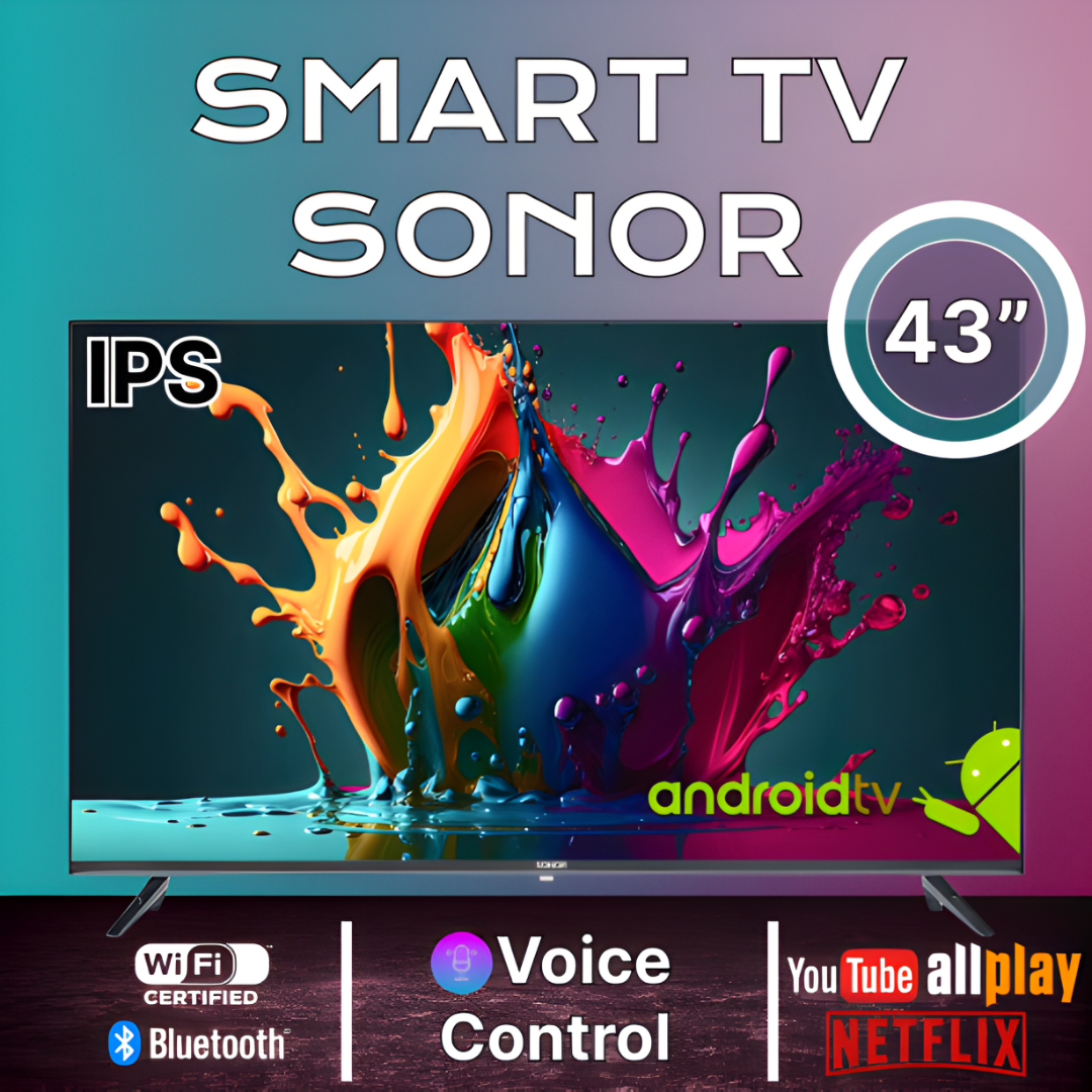 Телевизор Sonor 43SNR/100SV 43" | IPS Full HD, Smart TV, Wi-Fi, голосовое управление, 1/8 ГБ, HDMI/USB