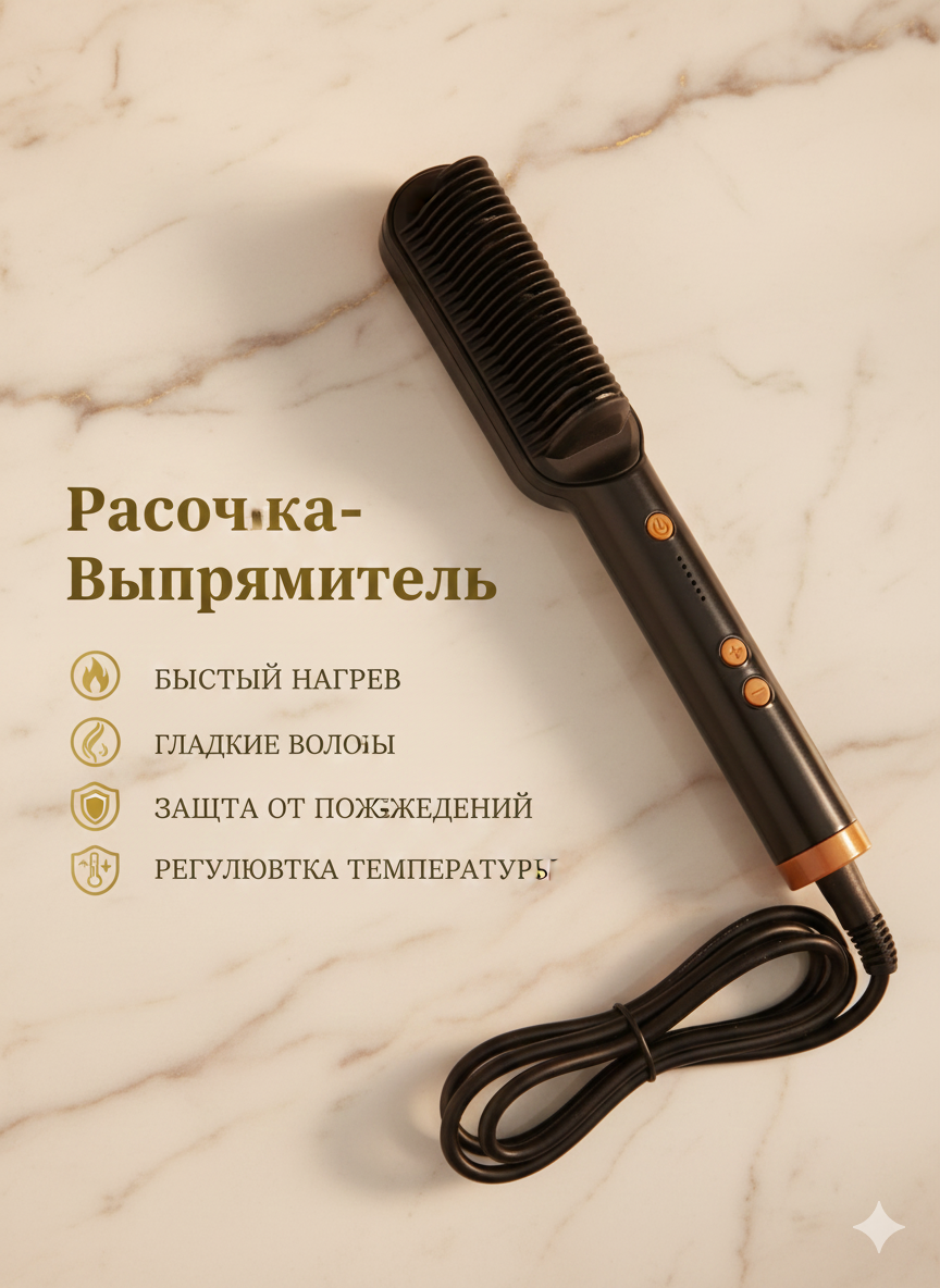 Выпрямитель для волос, электрическая расческа, стайлер для укладки, фен-плойка. зеленого цвета