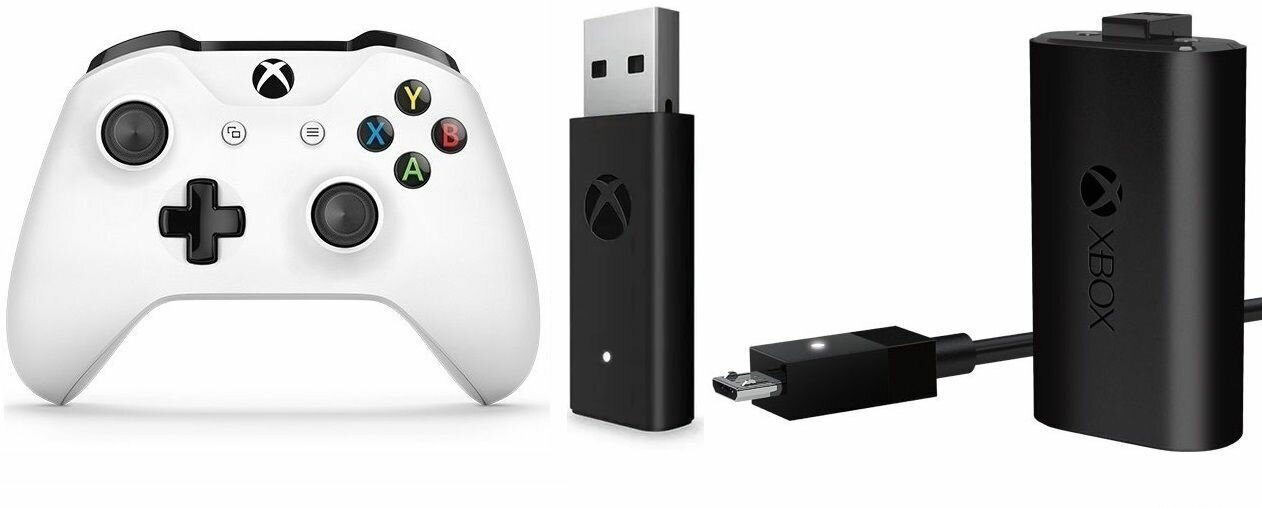 Геймпад Microsoft Xbox One S / X / Series S / X Wireless Controller White Белый 3 ревизия с bluetooth джойстик + Оригинальный аккумулятор + Адаптер