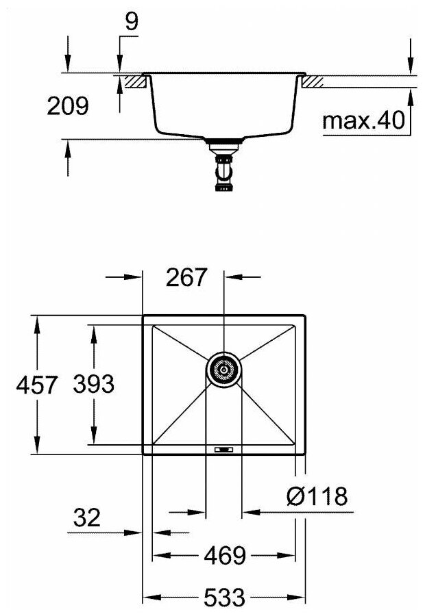 Кухонная мойка Grohe K700 31654AT0 серый гранит - фотография № 3