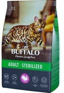 Mr.Buffalo Корм Sterilized для кошек, индейка,1.8 кг