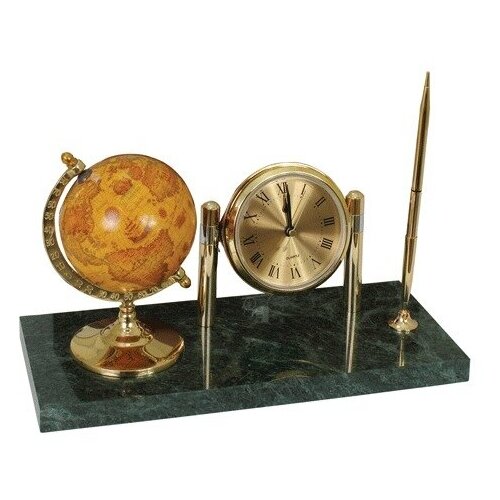 фото Часы на подставке из мрамора galant, с глобусом и шариковой ручкой, 231199 231199
