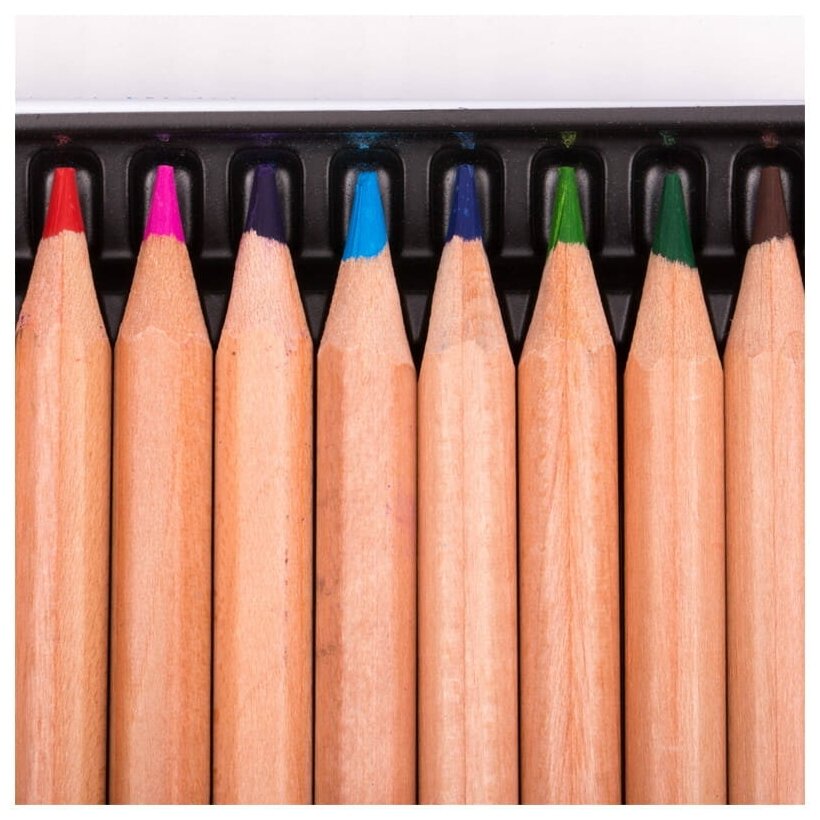Набор цветных карандашей MILAN 12 цв, грифель 3.5 мм, в металлической упаковке - фото №6