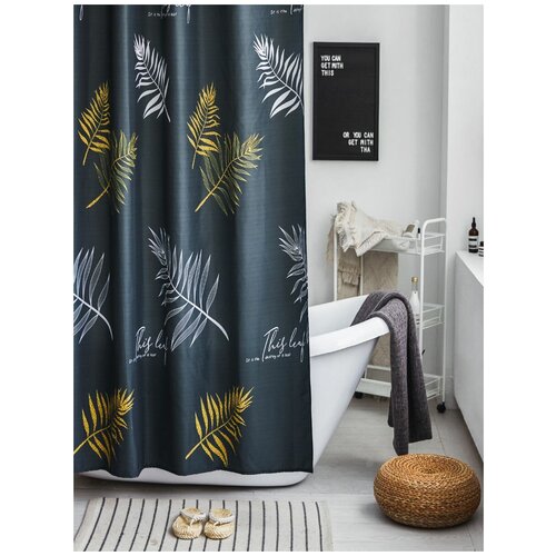 фото Штора для ванной 180х180 см с люверсами и кольцами, полиэстер p8827 potato