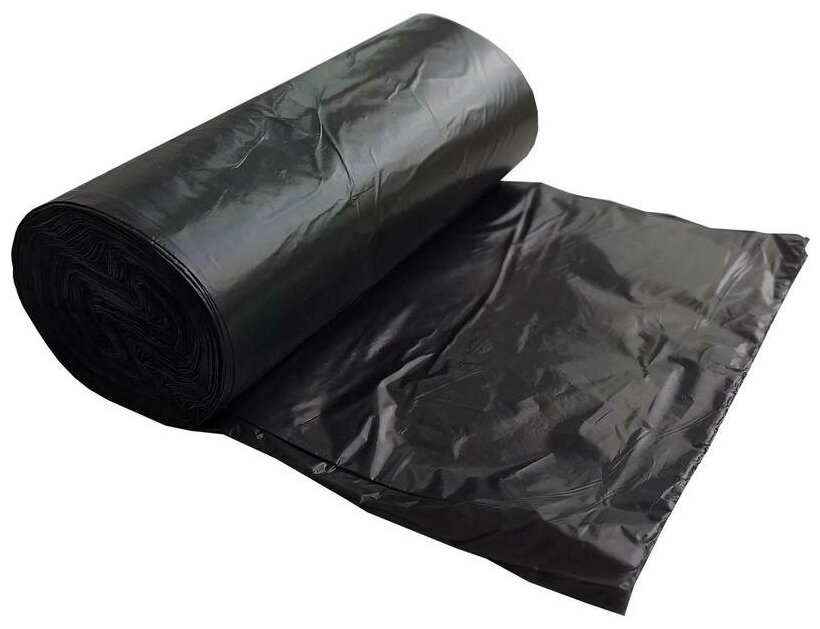 Мешки для мусора 120л ПВД 65*100см, 20мкм, 10шт., черные, в рулоне - фотография № 2