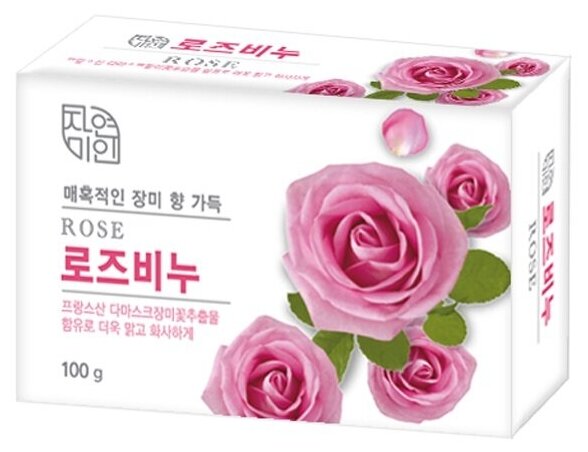 Mukunghwa успокаивающее и увлажняющее туалетное мыло с экстрактом дамасской розы "Rose Beauty Soap" 100 г