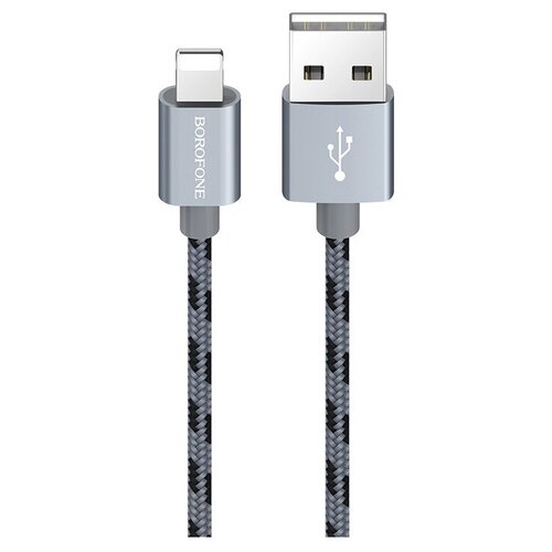 Кабель BOROFONE BX24 Ring current, USB - Lightning, 1м, metal grey кабель usb micro usb borofone bx24 ring 100 см серый 1 шт