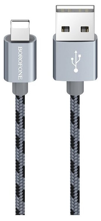 Дата-кабель Borofone BX24 Ring, USB - Lightning, 2.4A, серый (03385) - фото №1
