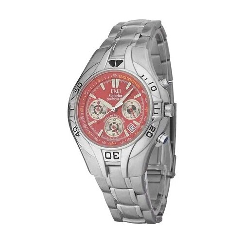 Наручные часы Q&Q Мужские наручные часы Q&Q W630-222, серебряный, красный