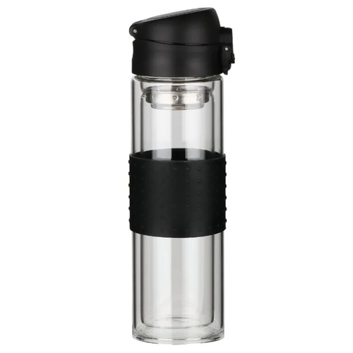 фото Бутылка для безалкогольных напитков, для воды rohe dg-bt-400 400 мл стекло черный/прозрачный