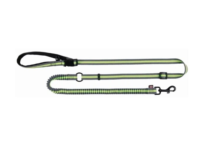 Trixie Поводок для пробежки, 1,33–1,8 м/20 мм, серый/зеленый - фото №1