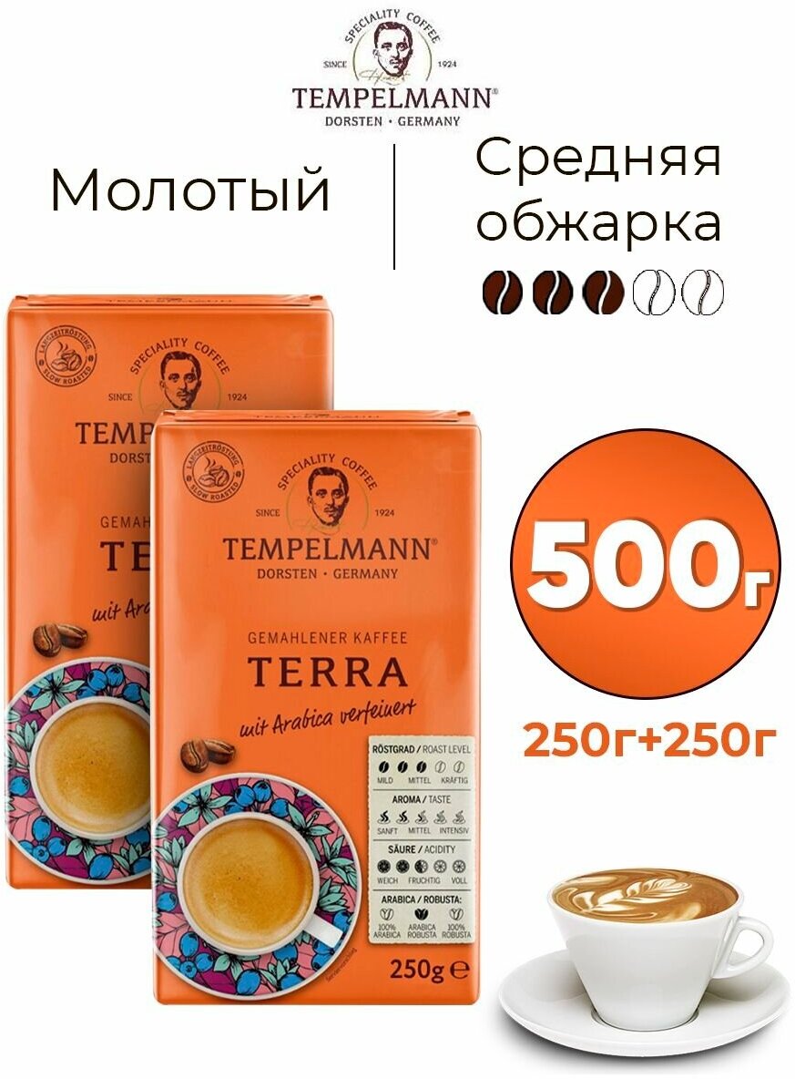 Набор кофе молотый Арабика и Робуста 500 г (2 шт по 250г) - фотография № 1