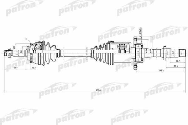 PATRON PDS9106 Поуось прав Toyota Avensis T25 2.0 D-4D (85 kW) 03>