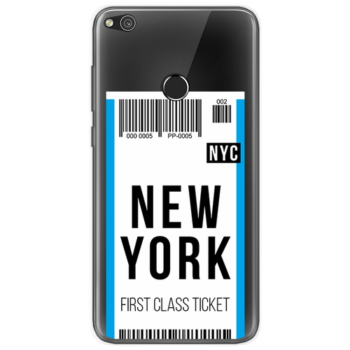 Силиконовый чехол на Huawei P8 Lite 2017 / Хуавей П8 Лайт 2017 Билет в Нью-Йорк, прозрачный силиконовый чехол на huawei p8 lite 2017 хуавей п8 лайт 2017 крик