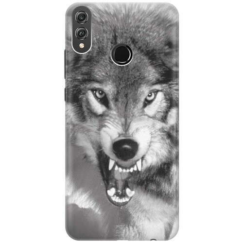 фото Gosso ультратонкий силиконовый чехол-накладка для honor 8x с принтом "волчий оскал"