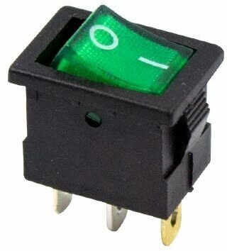 Выключатель клавишный Rexant Mini ON-OFF зеленый с подсветкой (12В 15А (3с)) {36-2173} - фотография № 3