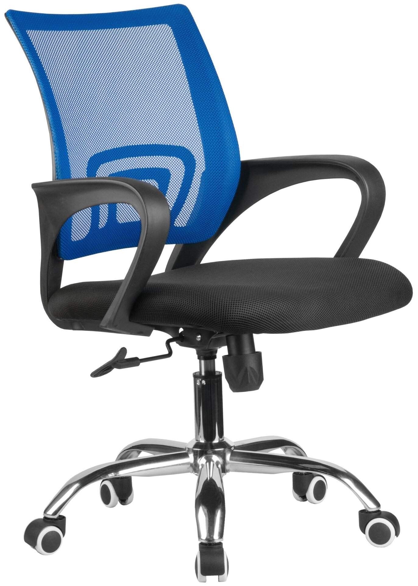 Кресло компьютерное Riva Chair 8085JE, Цвет обивки: синий, черный, Цвет корпуса: хром