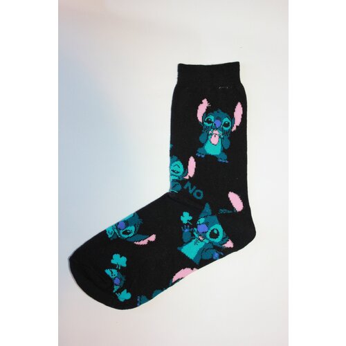 фото Носки унисекс яркий принт стич синий мультфильм лило и стич 35-43 размер хлопок frida