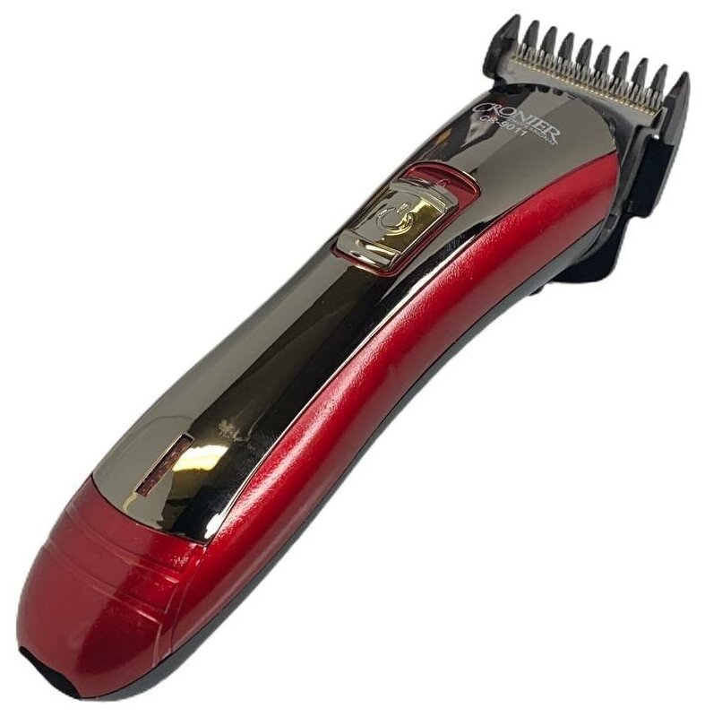 Машинка для стрижки волос Cronier CR-9011, Триммер для стрижки бороды и усов, 4 насадки, Красный - фотография № 4