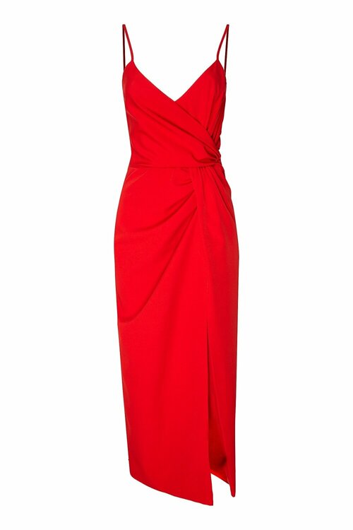 Платье LAROOM, креп, вечернее, прилегающее, миди, размер S, красный