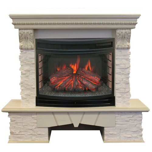 Электрический электрический камин RealFlame Rockland Lux 25 + Firefield 25 S IR 1.5 кВт 120 см 102.5 см 41.2 см белый электрокамин realflame rockland lux 25 25 5 wt с firefield 25