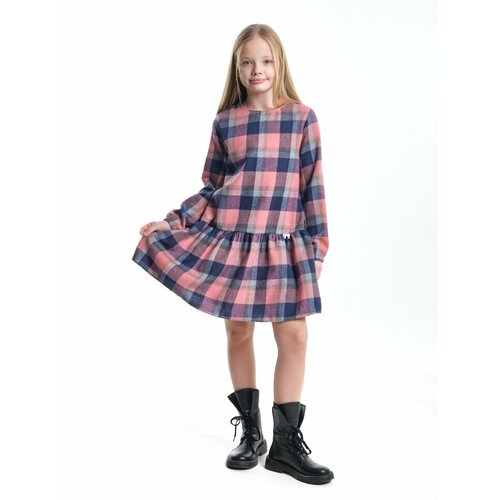фото Платье mini maxi, хлопок, в клетку, размер 122, розовый