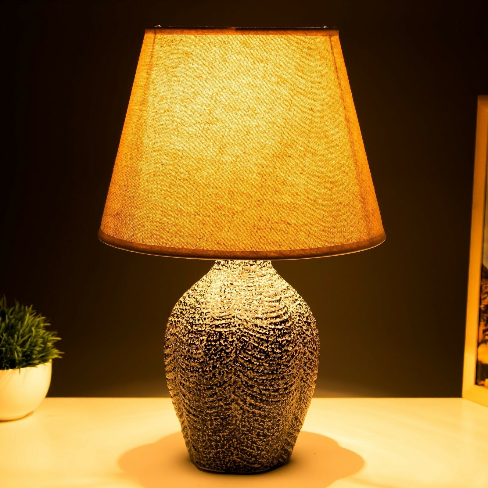 Классические RISALUX Настольная лампа "Тайни" E14 40Вт серый 24,5х24,5х39 см - фотография № 3