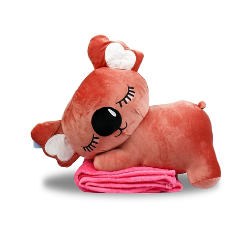 Мягкая игрушка подушка Коала с пледом розовая 55 см