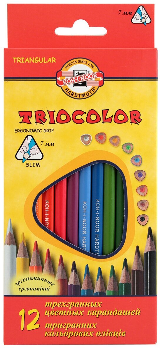 KOH-I-NOOR Карандаши цветные Triocolor 12 цветов (3132012004KS)