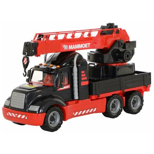 Автокран Mammoet Toys 205-02 с поворотной платформой в коробке (56832), 53 см, черный/красный