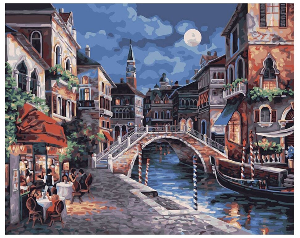 Картина по номерам Белоснежка на холсте, 40*50 см, Ночная Венеция (350-CG)