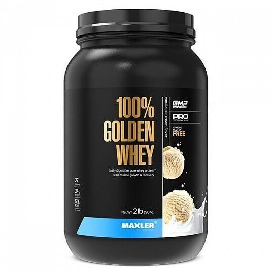 Maxler 100% Golden Whey Protein 908 гр 2 lb (Maxler) Ванильное мороженое