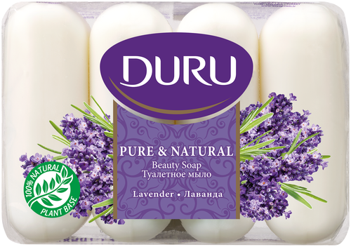 DURU Мыло кусковое Pure & natural Лаванда, 4 шт., 85 г