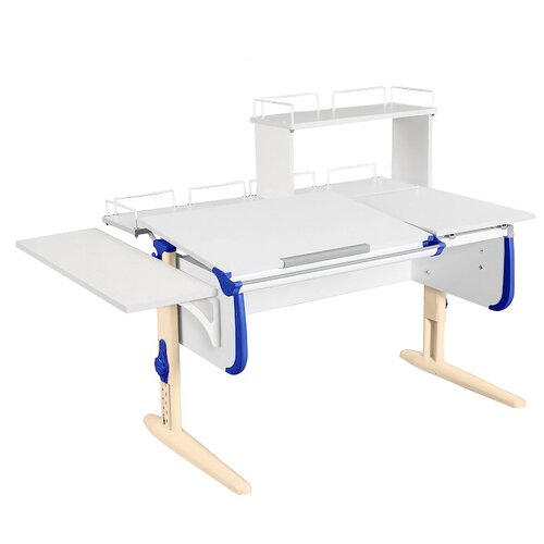 фото Стол детский дэми сут-25-02д1 145x82 см белый/аквамарин/бежевый