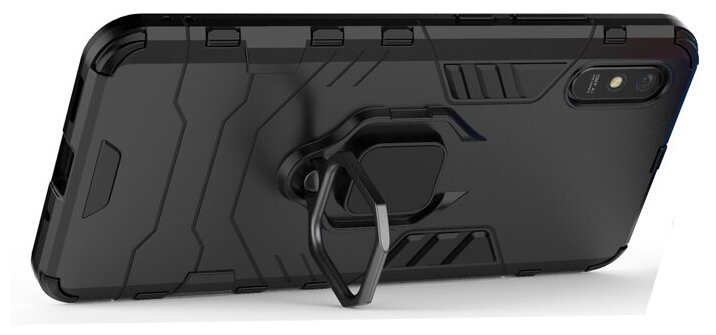 Противоударный чехол с кольцом Panther Case для Xiaomi Redmi 9A черный