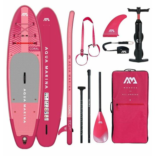 фото Доска sup надувная с веслом aqua marina coral (raspberry) 10'2" s23