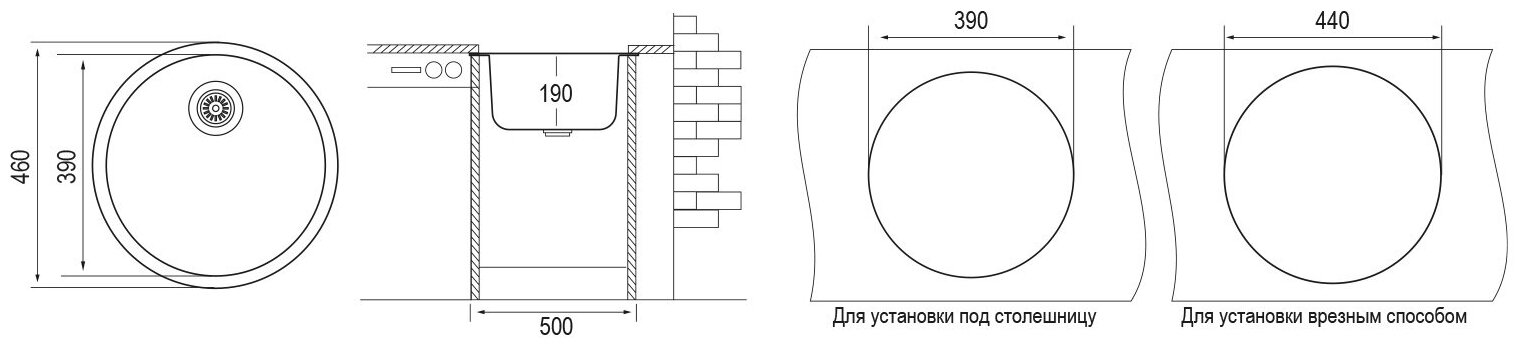 Врезная кухонная мойка "Longran" Ultra ULS 460 гранит Lonstone оникс - фотография № 3