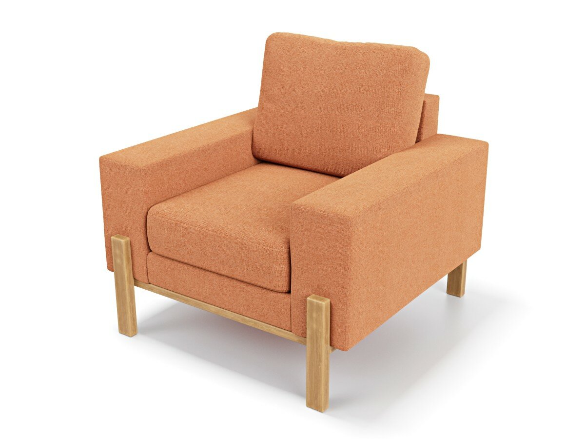 Мягкое кресло Soft Element Хангель оранжевый, массив дерева, рогожка, лофт, в гостиную, для кафе, в офис, на балкон, для отдыха дома, для дачи