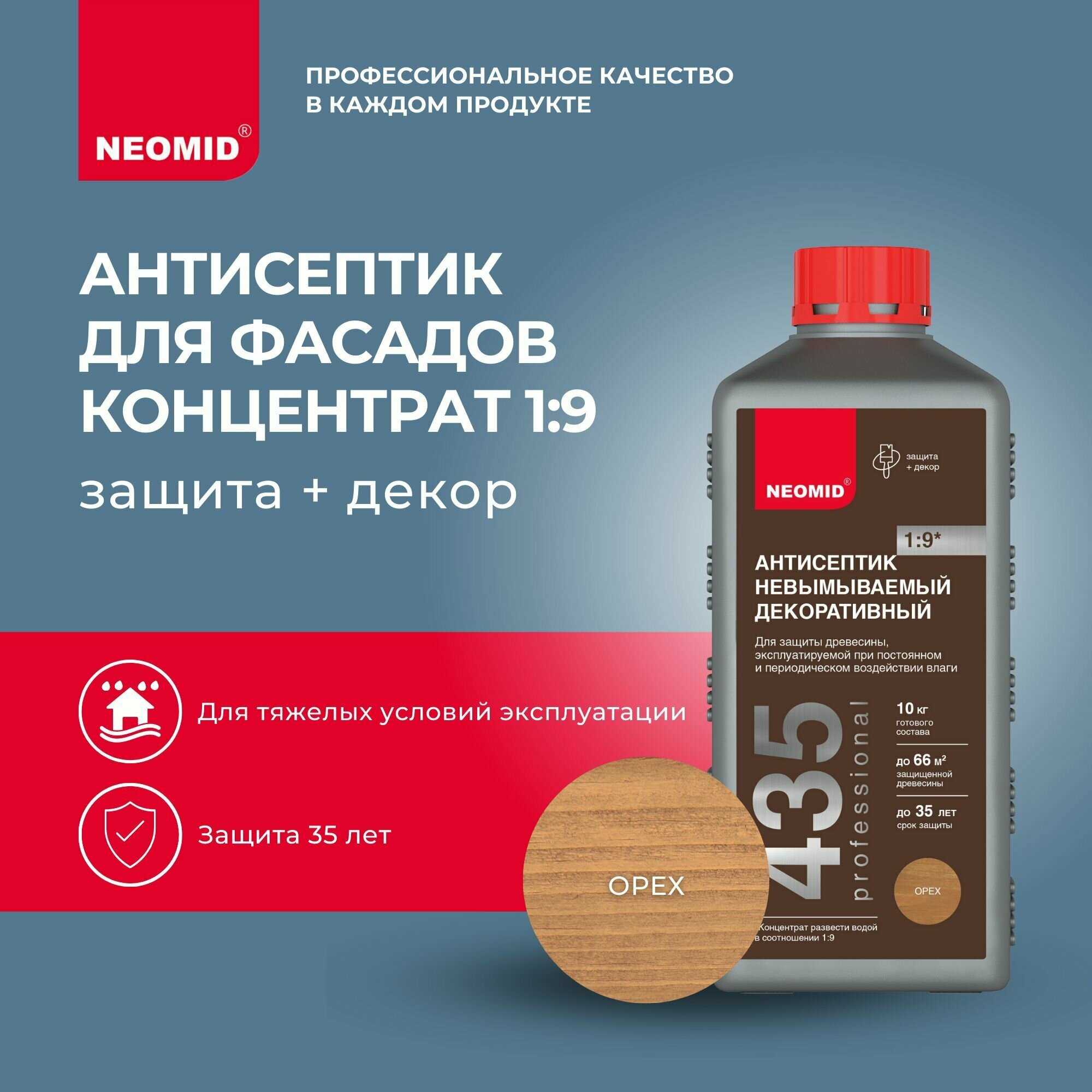 NEOMID пропитка PROTECT 435 декоративная невымываемая концентрат