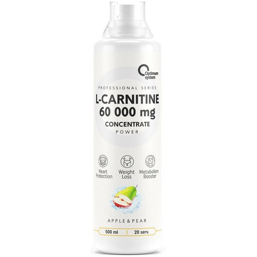 Optimum system L-карнитин Concentrate 60 000 mg Power, 500 мл., яблоко-груша optimum system l карнитин concentrate 120 000 power 1000 мл апельсин